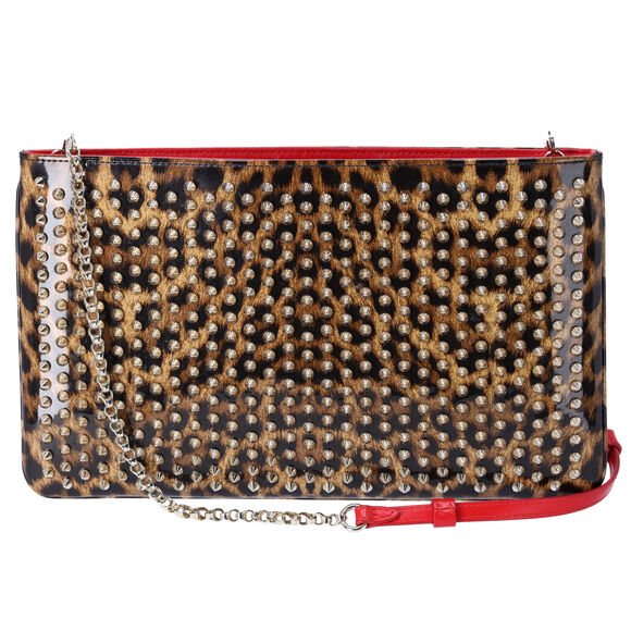 Christian Louboutin Loubiposh Shoulder Bag Light Brown Brown PVC Leopard - Picture 1 of 7